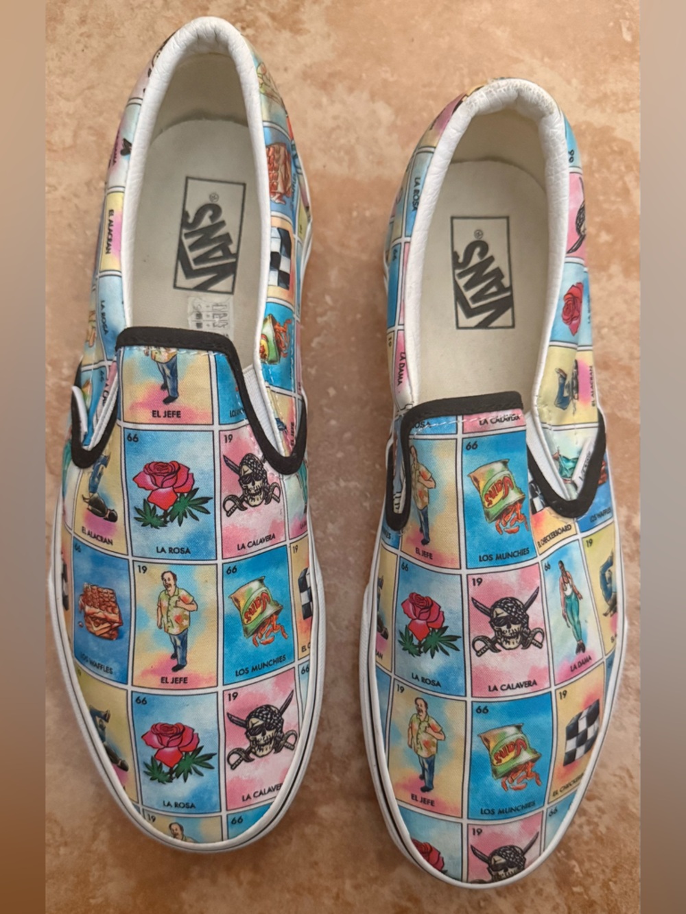 Vans Mexican Lotería Multicolor Slip-On with Pink Rose Panels